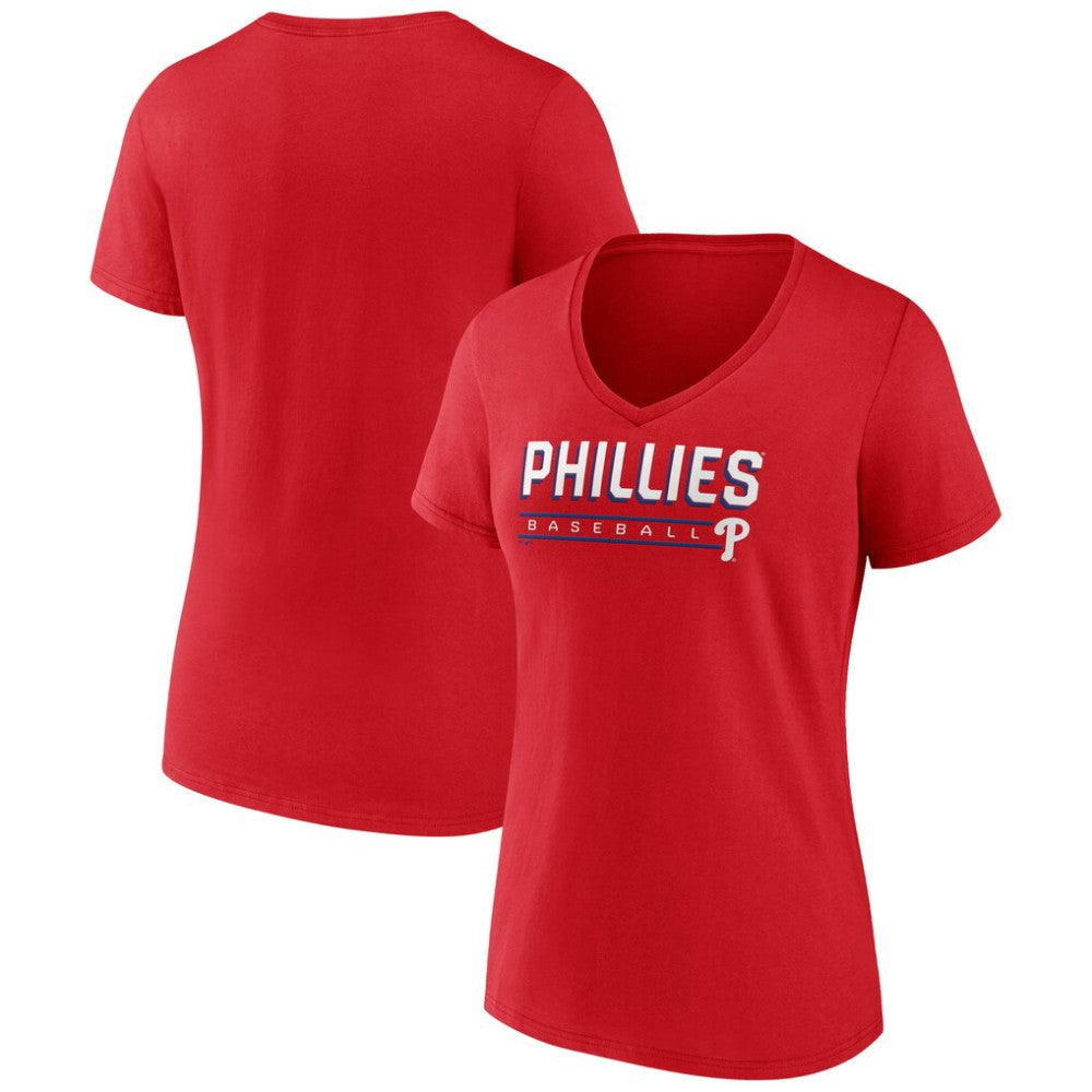 Philadelphia Phillies Women's Primary Play V-Neck T-Shirt Red