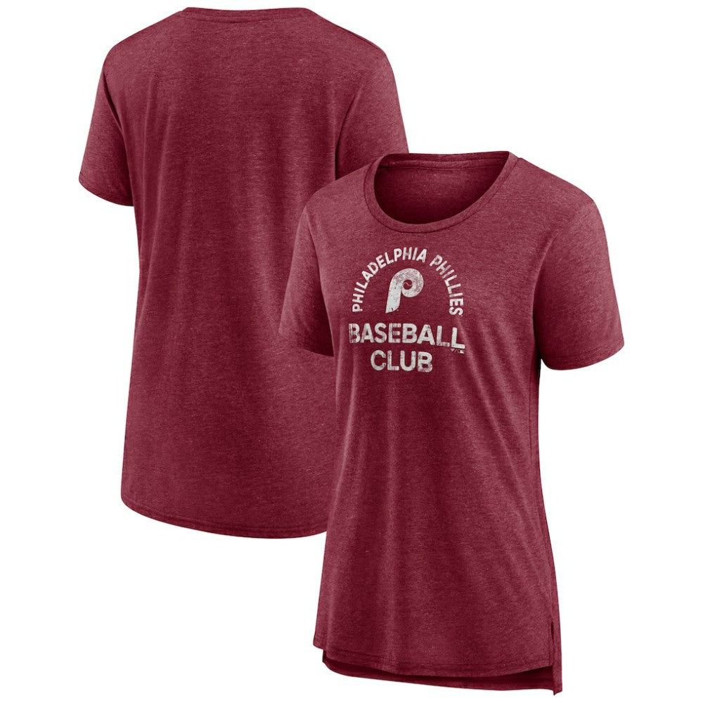 Philadelphia Phillies Women's Selected First Tri-Blend T-Shirt Burgundy