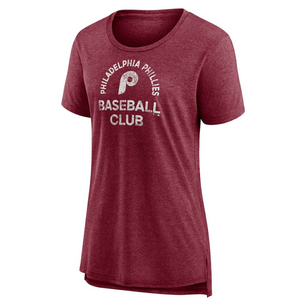 Philadelphia Phillies Women's Selected First Tri-Blend T-Shirt Burgundy