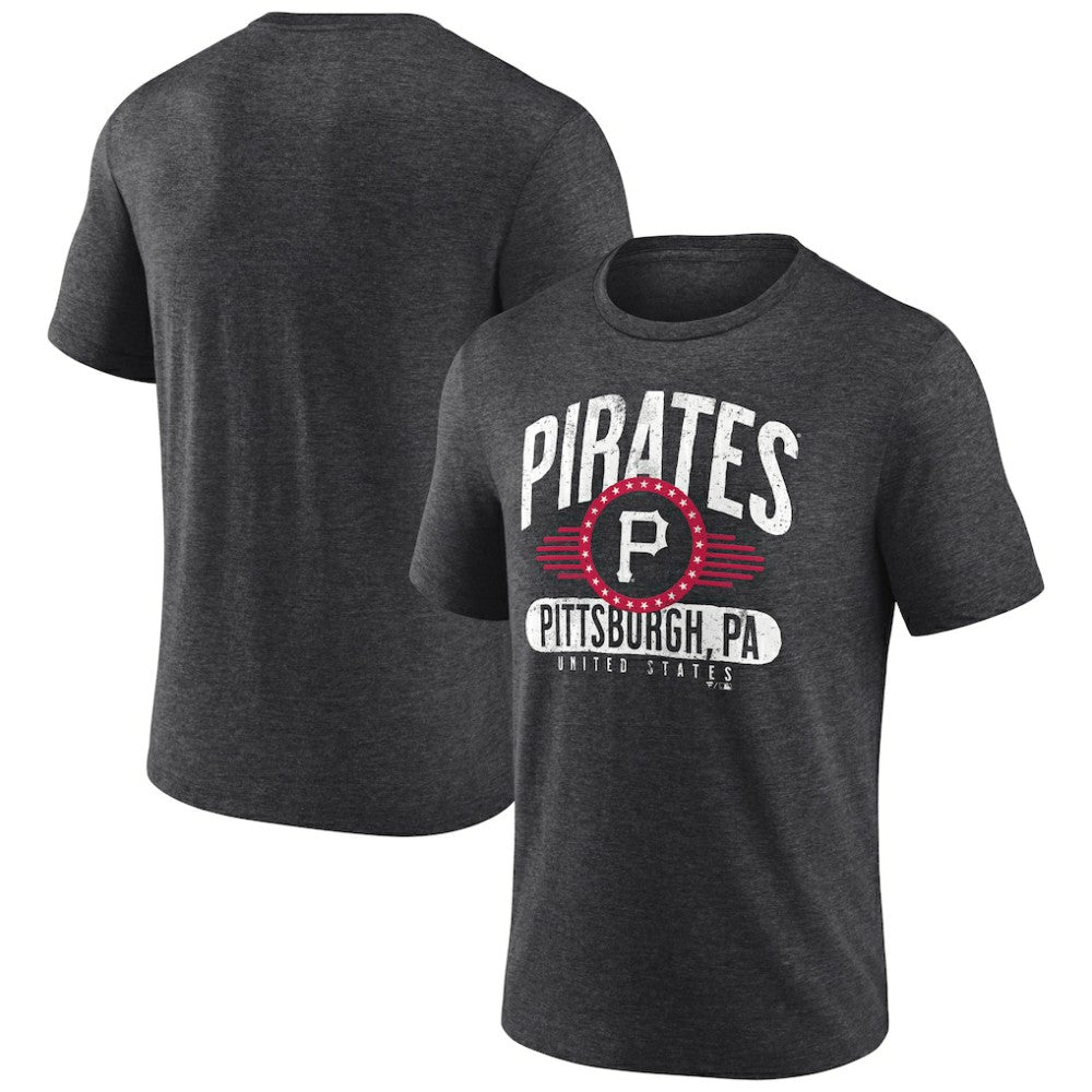 Pittsburgh Pirates Badge of Honor Tri-Blend T-Shirt Charcoal