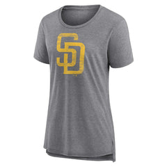 San Diego Padres Women's Weathered Official Logo Tri-Blend T-Shirt Gray