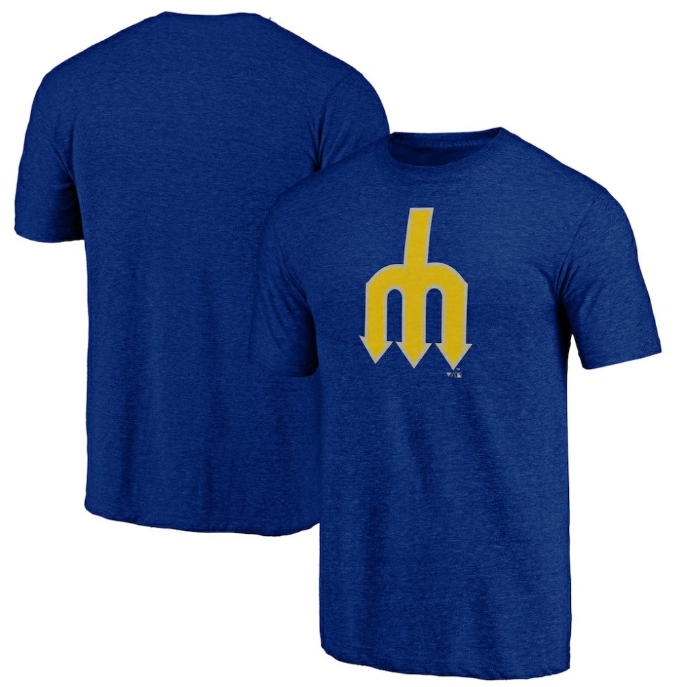 Seattle Mariners Cooperstown Official Logo Tri-Blend T-Shirt Royal