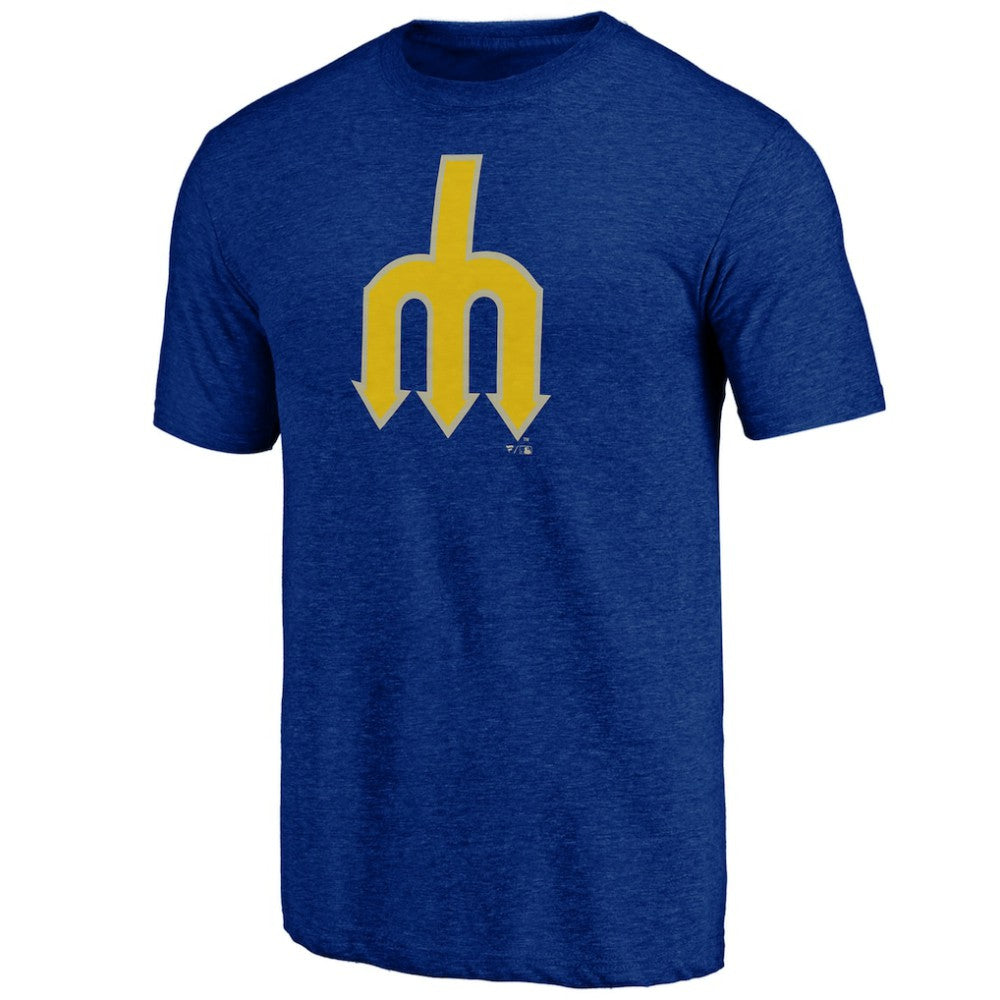 Seattle Mariners Cooperstown Official Logo Tri-Blend T-Shirt Royal