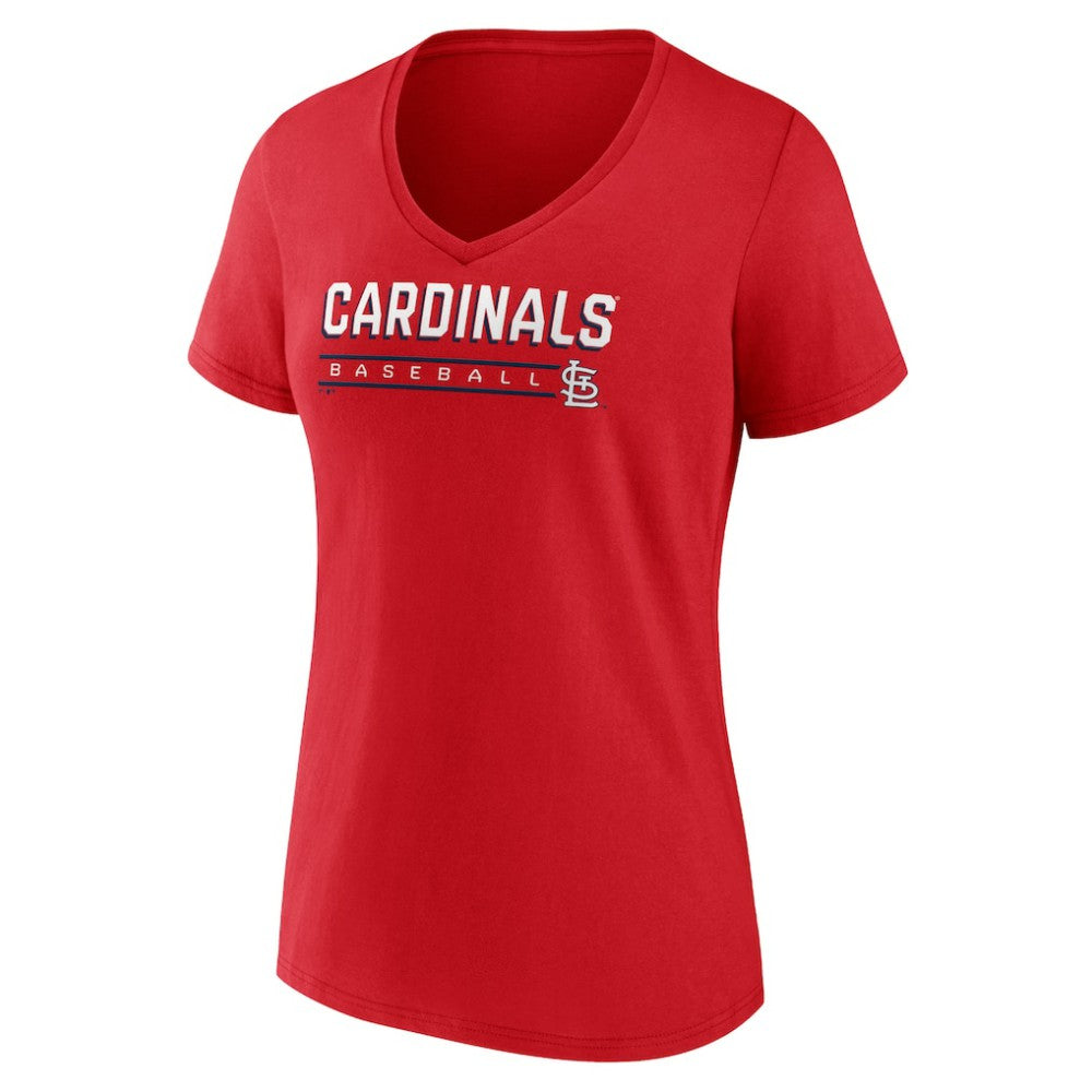 St. Louis Cardinals Women's Primary Play V-Neck T-Shirt Red