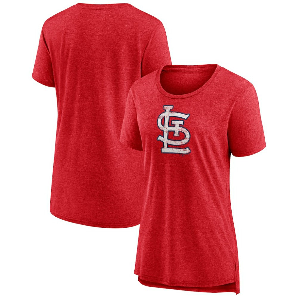 St. Louis Cardinals Women's Weathered Official Logo Tri-Blend T-Shirt Red