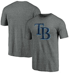 Tampa Bay Rays Weathered Official Logo Tri-Blend T-Shirt Heather Gray