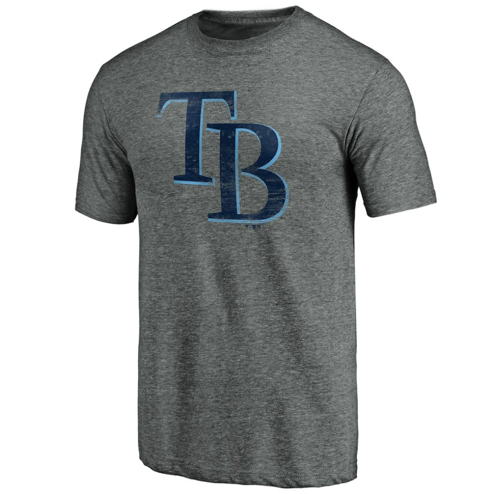 Tampa Bay Rays Weathered Official Logo Tri-Blend T-Shirt Heather Gray