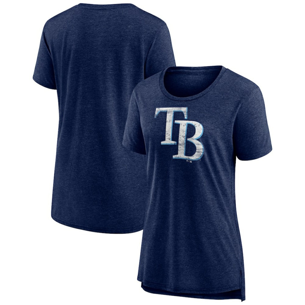 Tampa Bay Rays Women's Weathered Official Logo Tri-Blend T-Shirt Navy