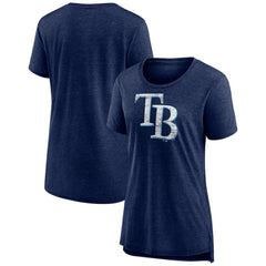 Tampa Bay Rays Women's Weathered Official Logo Tri-Blend T-Shirt Navy