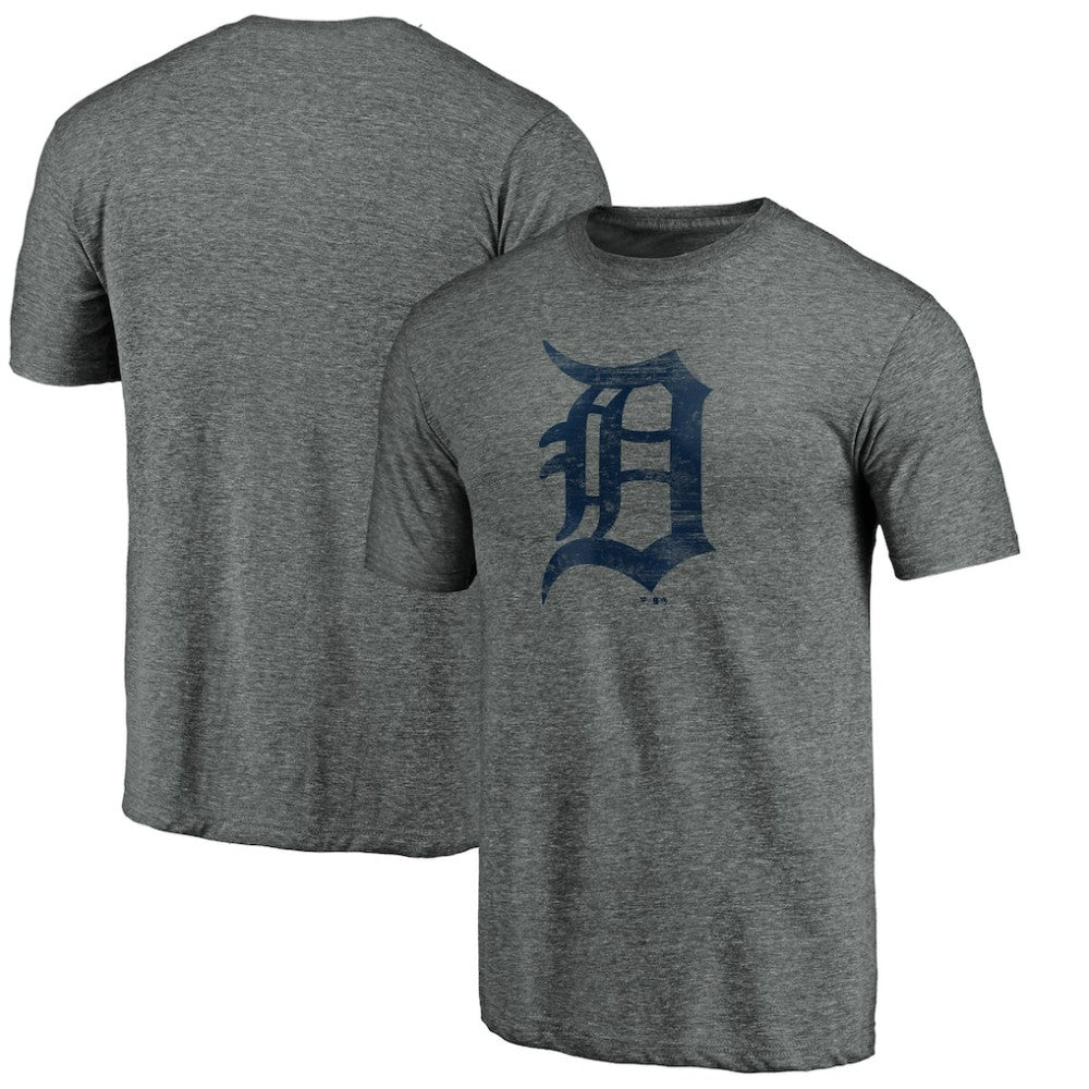 Detroit Tigers Weathered Official Logo Tri-Blend T-Shirt Heather Gray