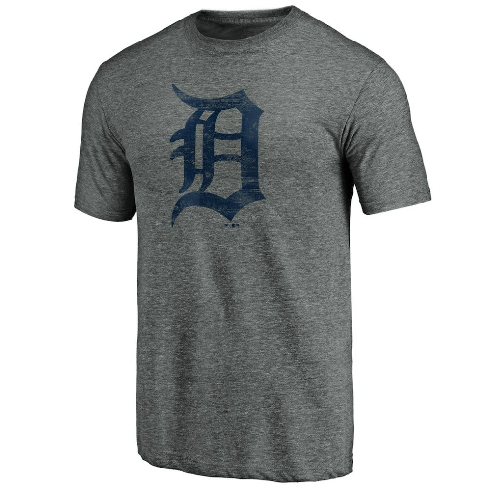 Detroit Tigers Weathered Official Logo Tri-Blend T-Shirt Heather Gray