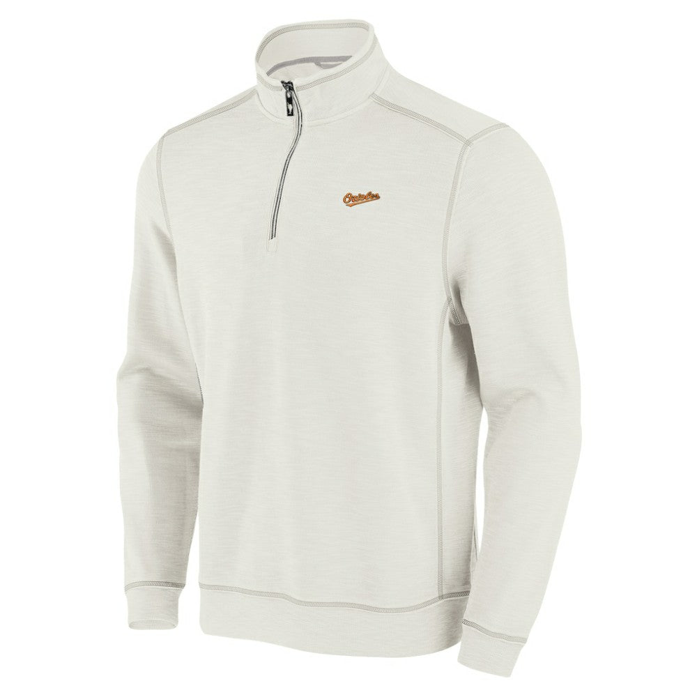 Baltimore Orioles Tommy Bahama Sport Tobago Bay Tri-Blend Half-Zip Sweatshirt Cream
