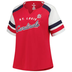 St. Louis Cardinals Profile Women's Plus Sized Arched Notch Neck T-Shirt Red