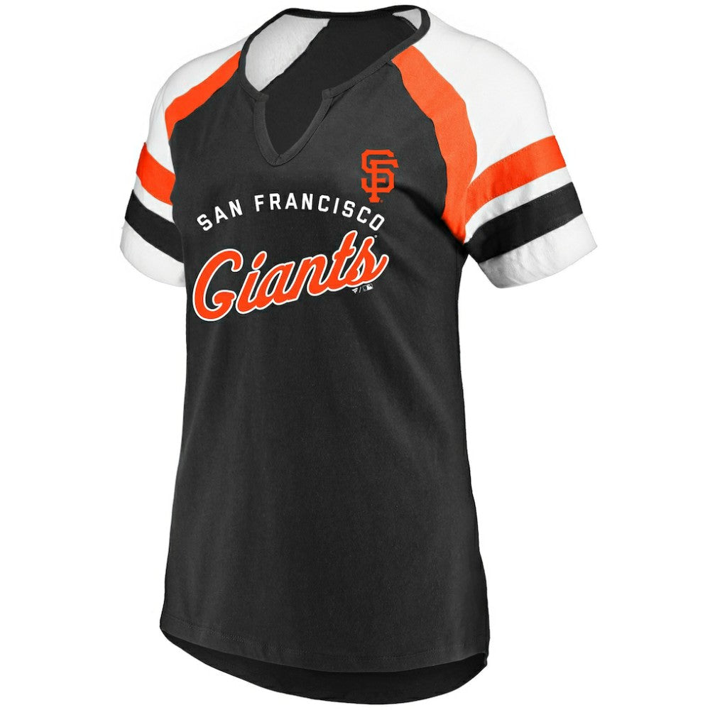 San Francisco Giants Profile Women's Arched Notch Neck T-Shirt Black