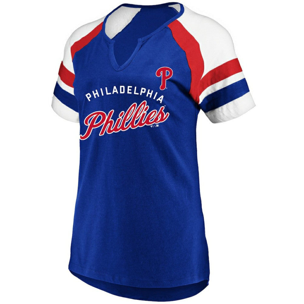 Philadelphia Phillies Profile Women's Arched Notch Neck T-Shirt Royal