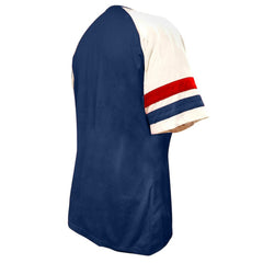 Atlanta Braves Profile Women's Arched Notch Neck T-Shirt Navy
