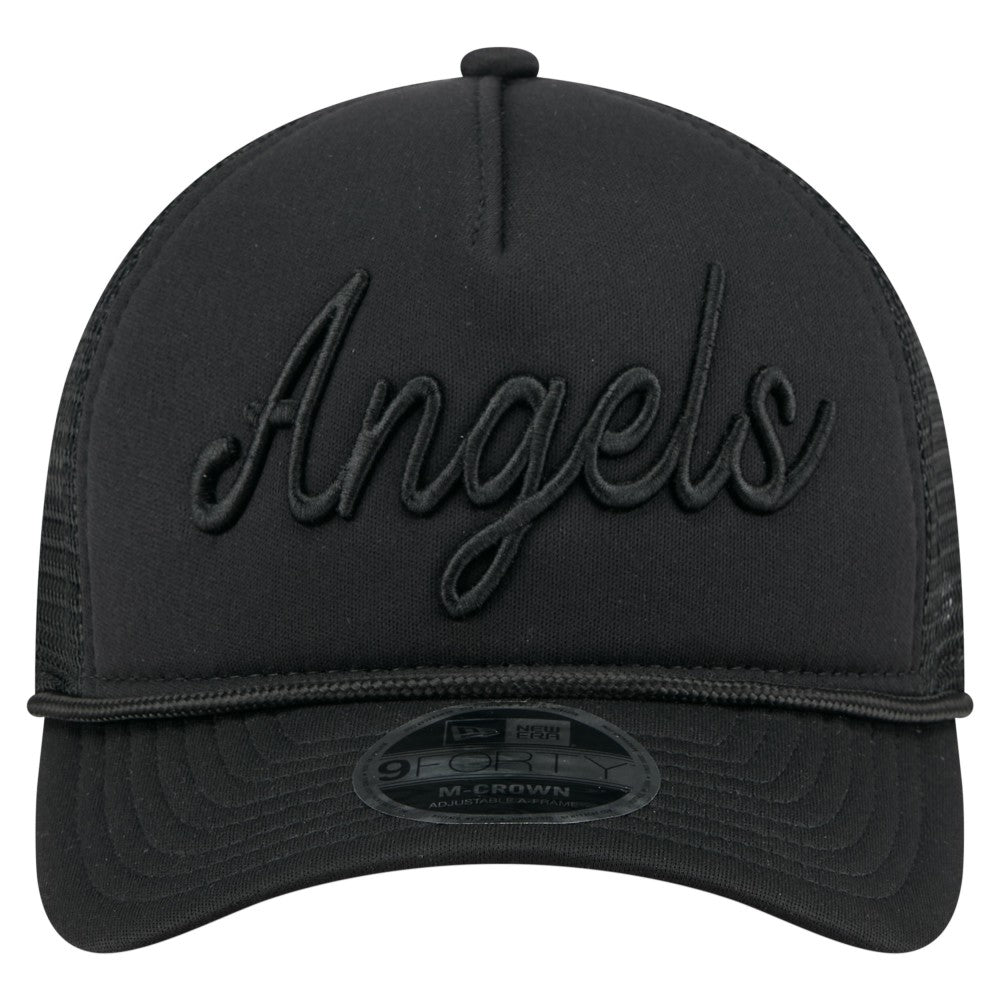 Los Angeles Angels City Initial 9FORTY A-Frame M-Crown Adjustable Trucker Hat Black | New Era
