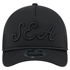 Seattle Mariners City Initial 9FORTY A-Frame M-Crown Adjustable Trucker Hat Black | New Era