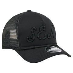 Seattle Mariners City Initial 9FORTY A-Frame M-Crown Adjustable Trucker Hat Black | New Era