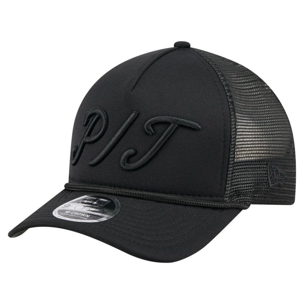 Pittsburgh Pirates City Initial 9FORTY A-Frame M-Crown Adjustable Trucker Hat Black | New Era