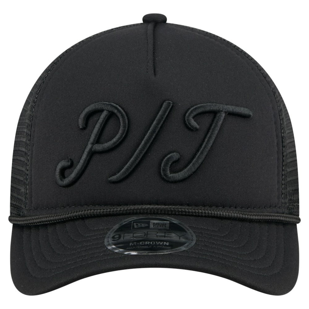 Pittsburgh Pirates City Initial 9FORTY A-Frame M-Crown Adjustable Trucker Hat Black | New Era