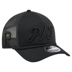 Pittsburgh Pirates City Initial 9FORTY A-Frame M-Crown Adjustable Trucker Hat Black | New Era
