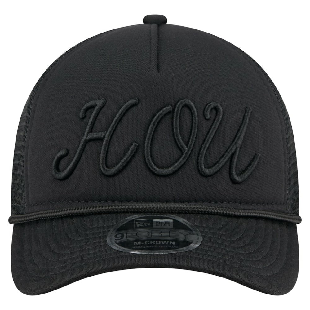 Houston Astros City Initial 9FORTY A-Frame M-Crown Adjustable Trucker Hat Black | New Era