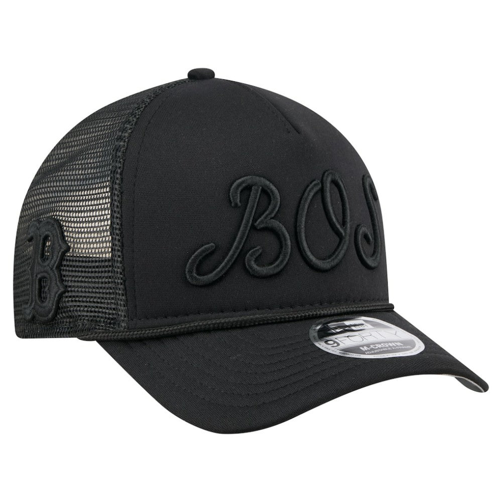 Boston Red Sox City Initial 9FORTY A-Frame M-Crown Adjustable Trucker Hat Black | New Era