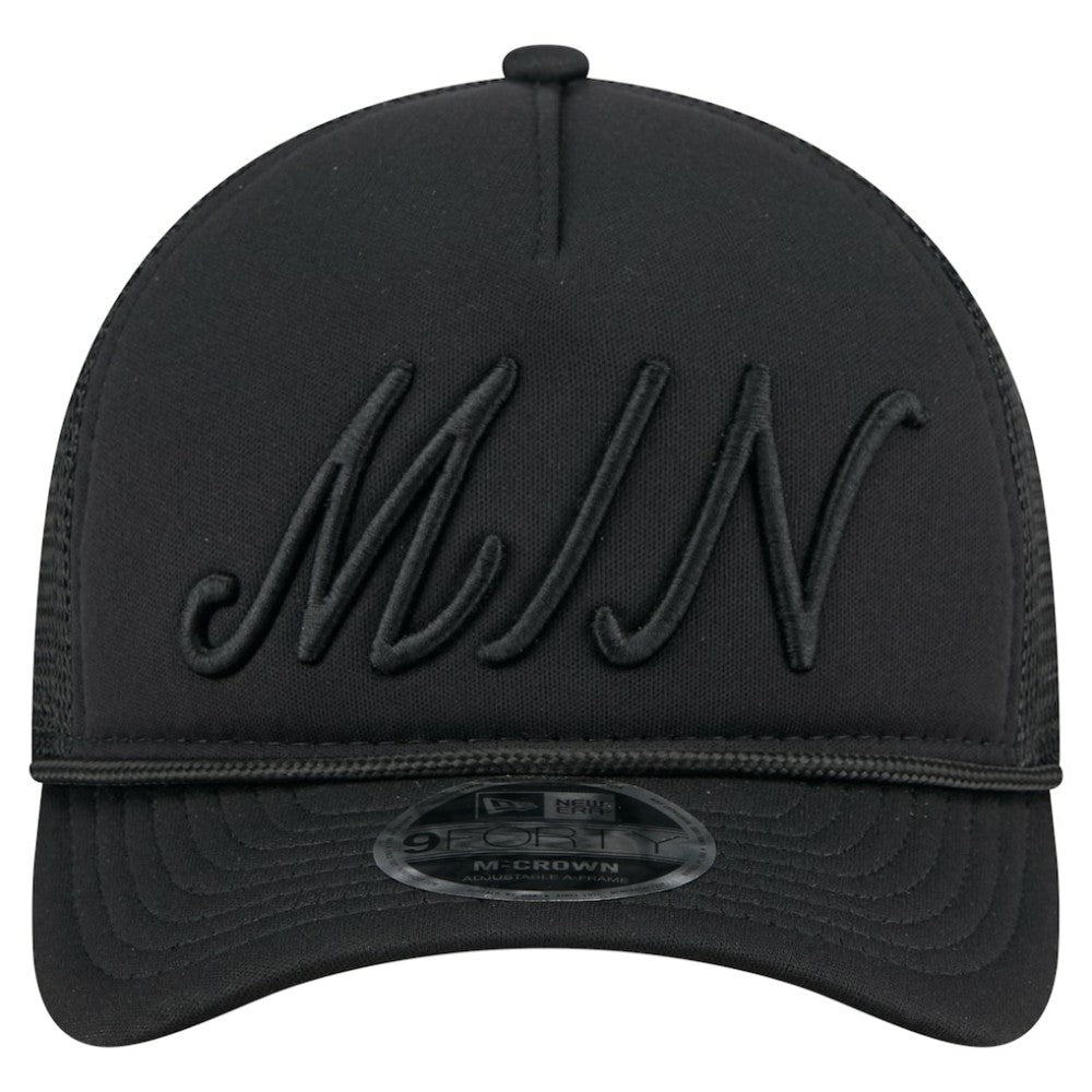 Minnesota Twins City Initial 9FORTY A-Frame M-Crown Adjustable Trucker Hat Black | New Era