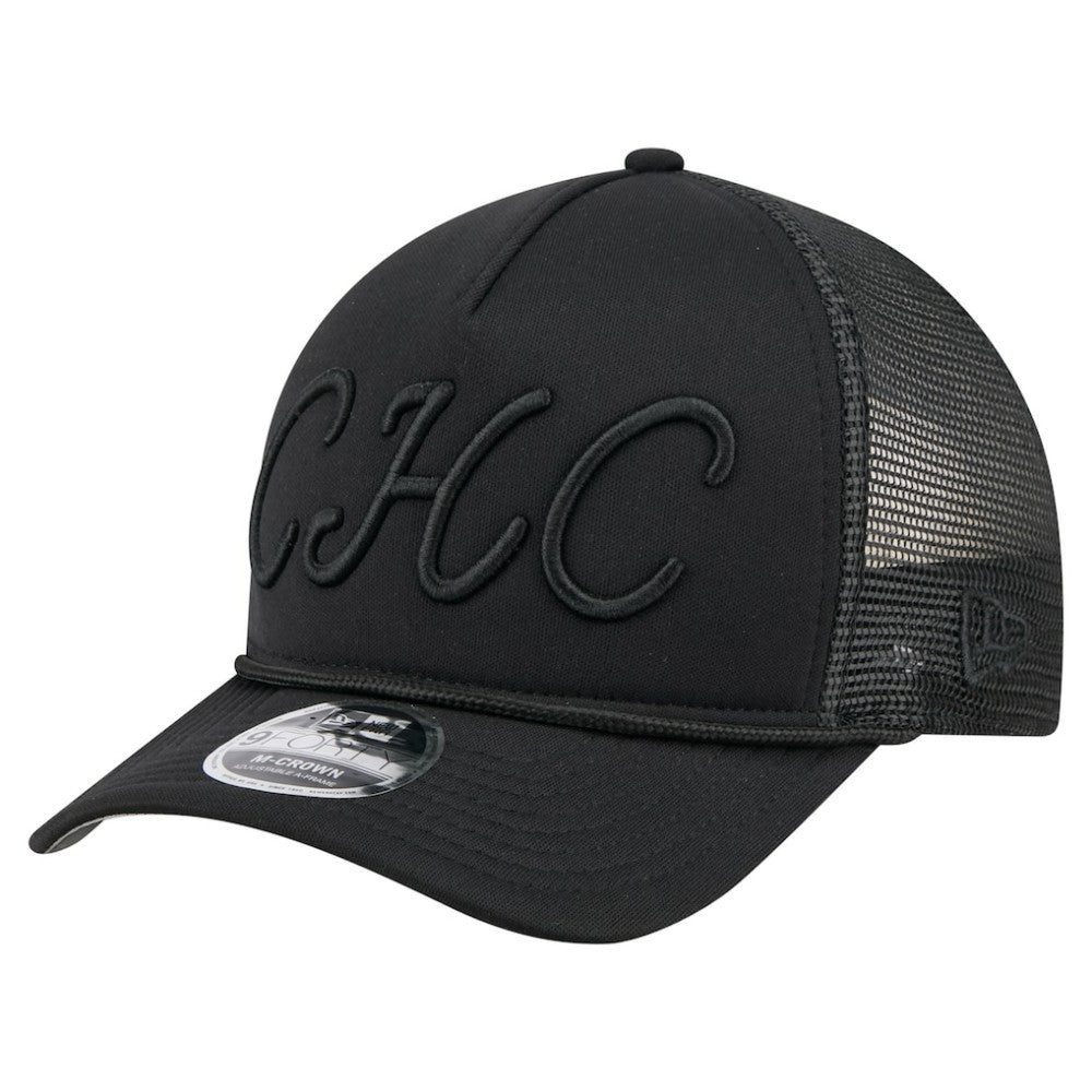 Chicago Cubs City Initial 9FORTY A-Frame M-Crown Adjustable Trucker Hat Black | New Era