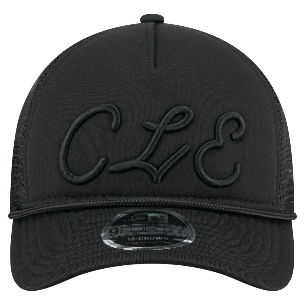 Cleveland Guardians City Initial 9FORTY A-Frame M-Crown Adjustable Trucker Hat Black | New Era