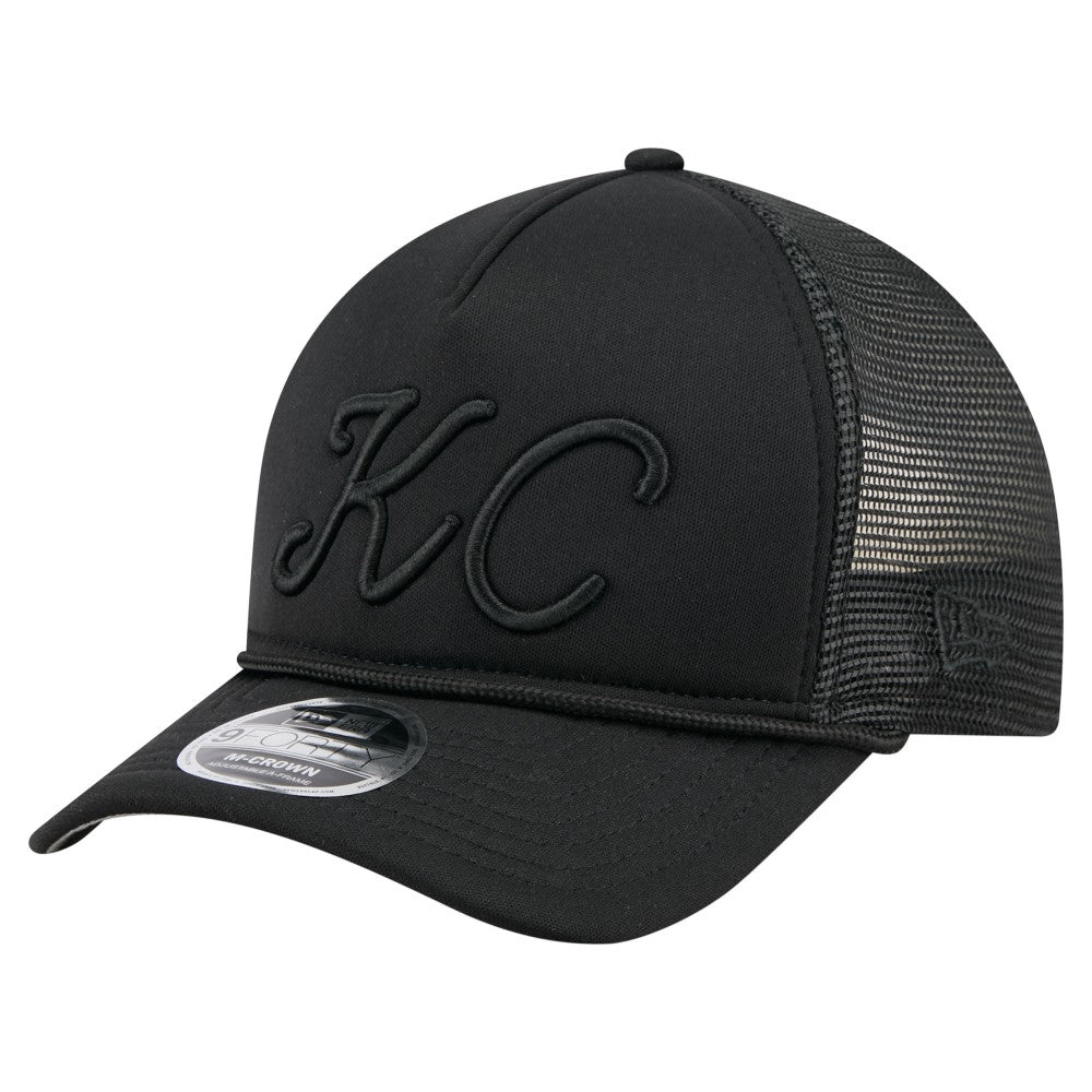 Kansas City Royals City Initial 9FORTY A-Frame M-Crown Adjustable Trucker Hat Black | New Era