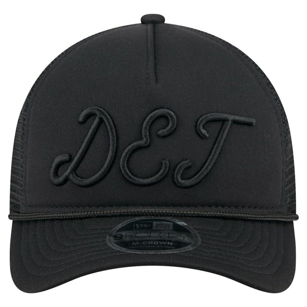 Detroit Tigers City Initial 9FORTY A-Frame M-Crown Adjustable Trucker Hat Black | New Era