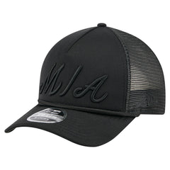 Miami Marlins City Initial 9FORTY A-Frame M-Crown Adjustable Trucker Hat Black | New Era