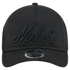 Miami Marlins City Initial 9FORTY A-Frame M-Crown Adjustable Trucker Hat Black | New Era