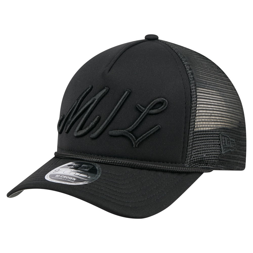 Milwaukee Brewers City Initial 9FORTY A-Frame M-Crown Adjustable Trucker Hat Black | New Era