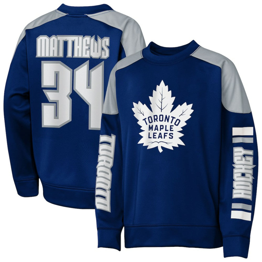 Auston Matthews Toronto Maple Leafs Outerstuff Youth Best Defense Name & Number Crewneck Sweatshirt Blue