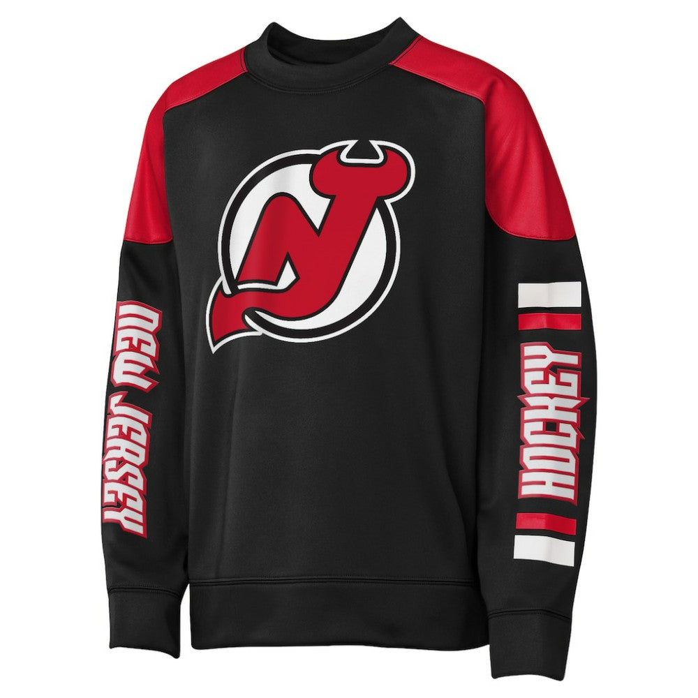 Jack Hughes New Jersey Devils Outerstuff Youth Best Defense Name & Number Crewneck Sweatshirt Black