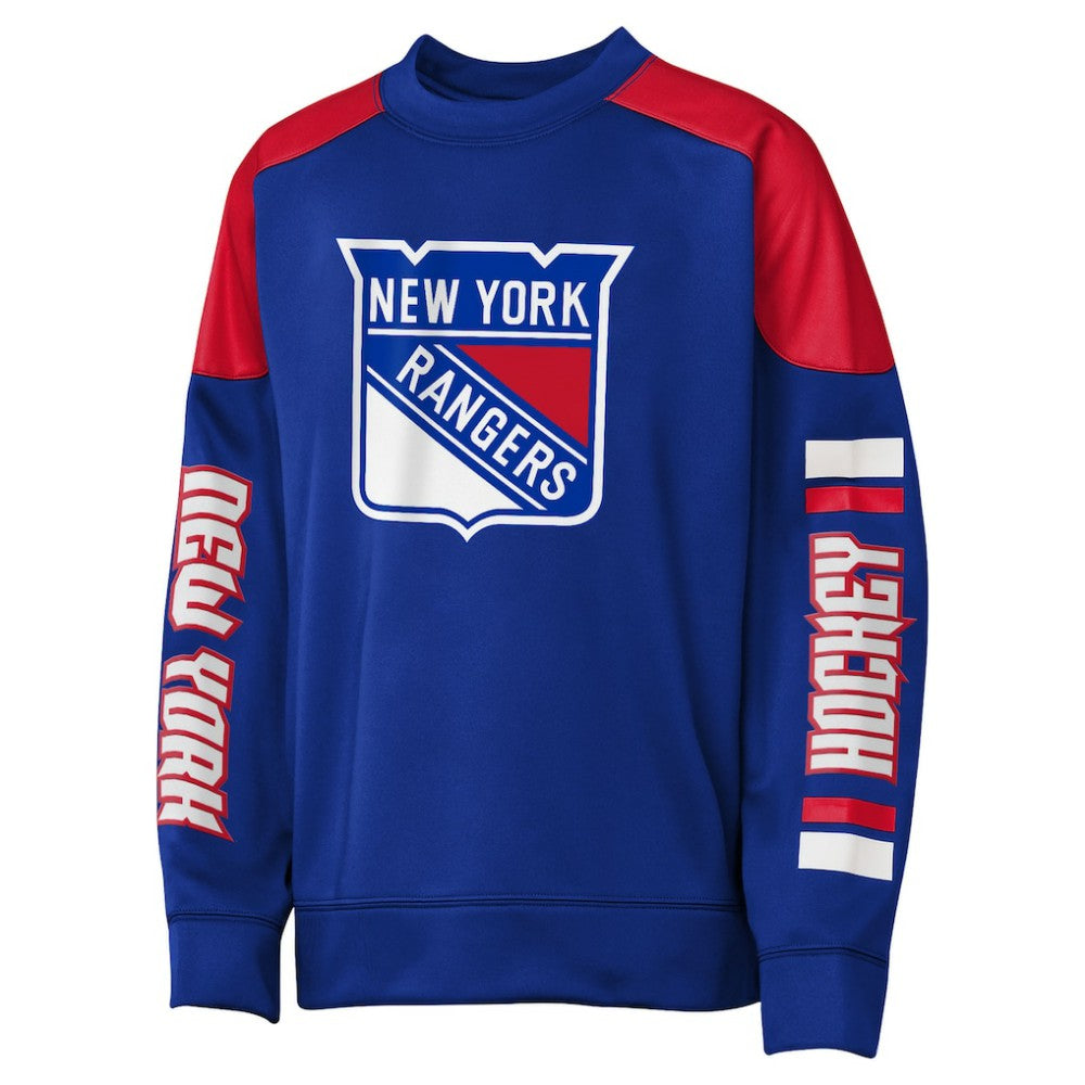 Igor Shesterkin New York Rangers Outerstuff Youth Best Defense Name & Number Crewneck Sweatshirt Blue