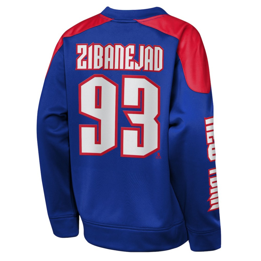 Mika Zibanejad New York Rangers Outerstuff Youth Best Defense Name & Number Crewneck Sweatshirt Blue