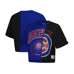 Chicago Cubs Women's Upcycled Colorblocked Boxy Cropped T-Shirt Royal | New Era