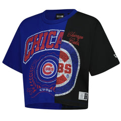 Chicago Cubs Women's Upcycled Colorblocked Boxy Cropped T-Shirt Royal | New Era