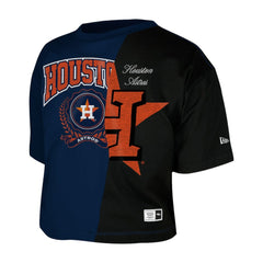 Houston Astros Women's Upcycled Colorblocked Boxy Cropped T-Shirt Navy | New Era