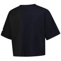Atlanta Braves Women's Upcycled Colorblocked Boxy Cropped T-Shirt Navy | New Era