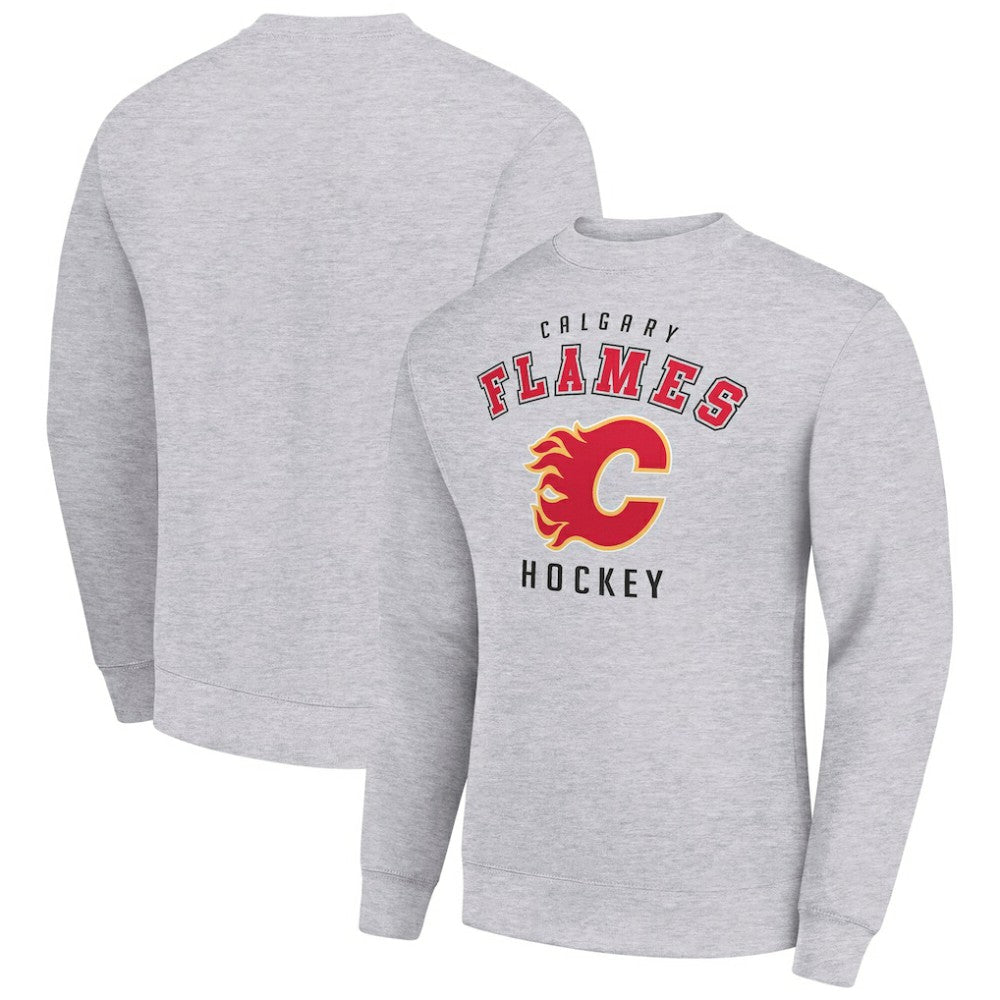 Calgary Flames Men's Starter Team Logo Fleece Pullover Sweatshirt Heather Gray