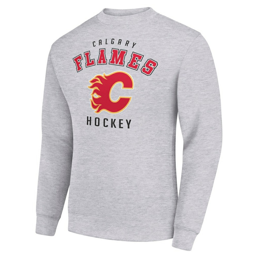 Calgary Flames Men's Starter Team Logo Fleece Pullover Sweatshirt Heather Gray