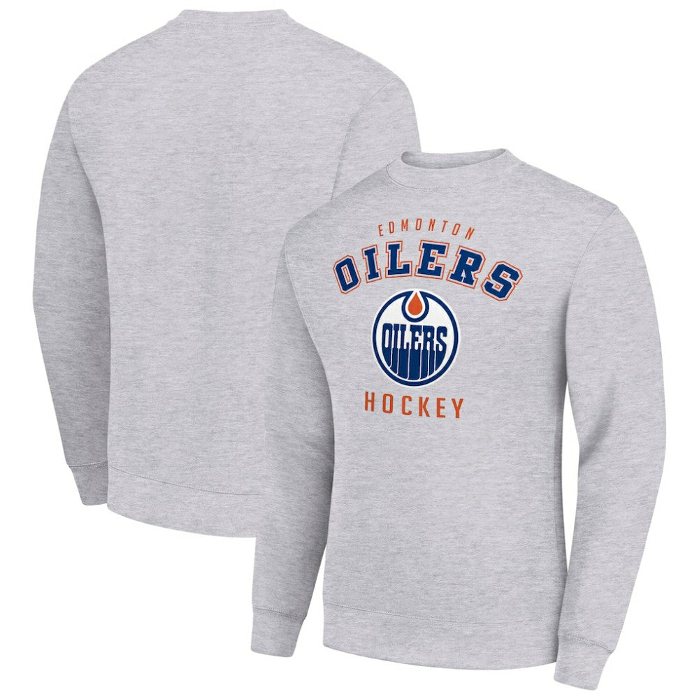 Edmonton Oilers Men's Starter Team Logo Fleece Pullover Sweatshirt Heather Gray