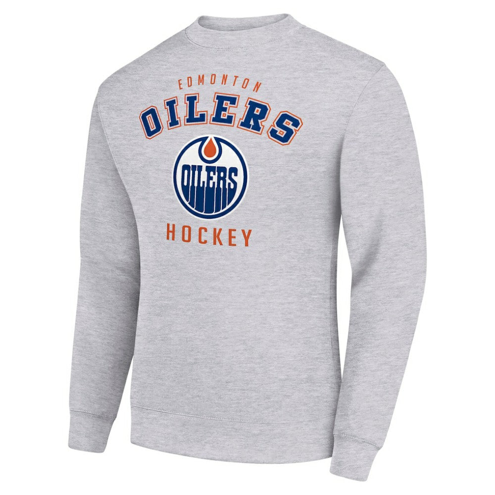 Edmonton Oilers Men's Starter Team Logo Fleece Pullover Sweatshirt Heather Gray