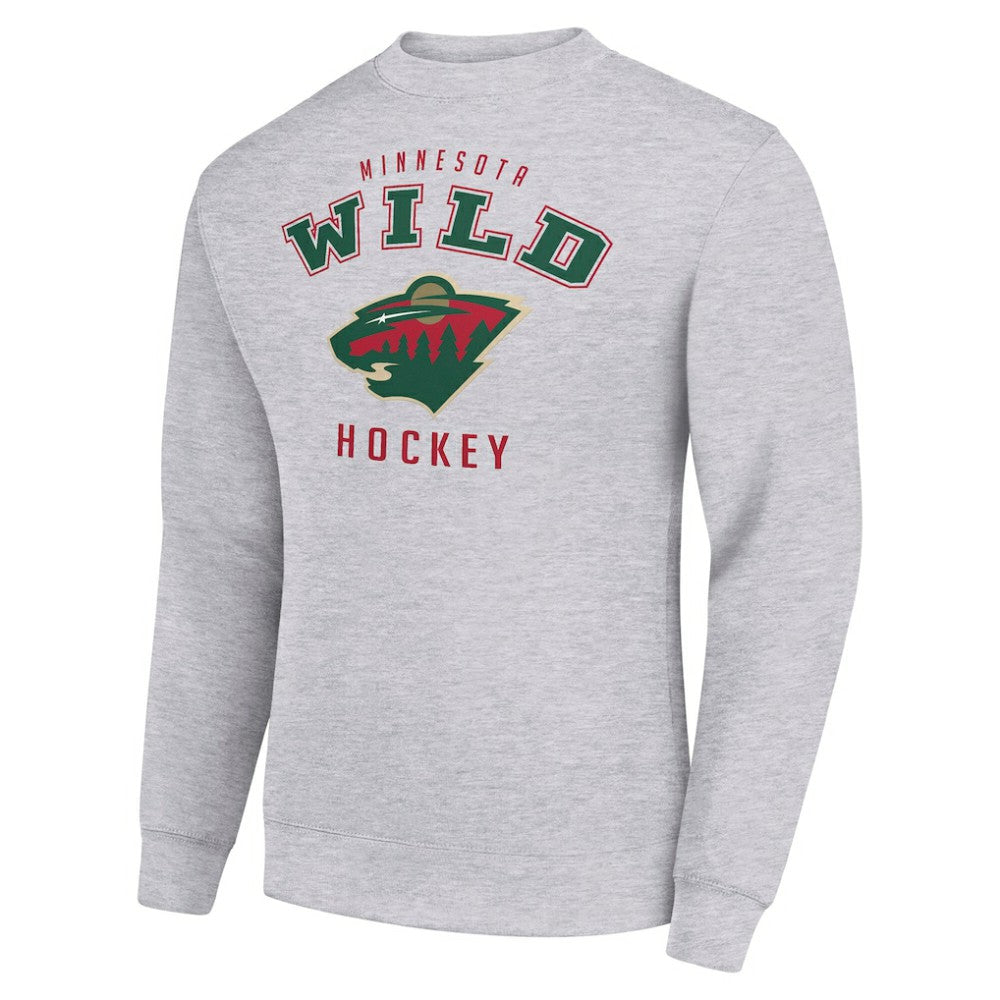 Minnesota Wild Men's Starter Team Logo Fleece Pullover Sweatshirt Heather Gray