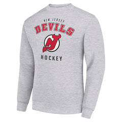 New Jersey Devils Men's Starter Team Logo Fleece Pullover Sweatshirt Heather Gray